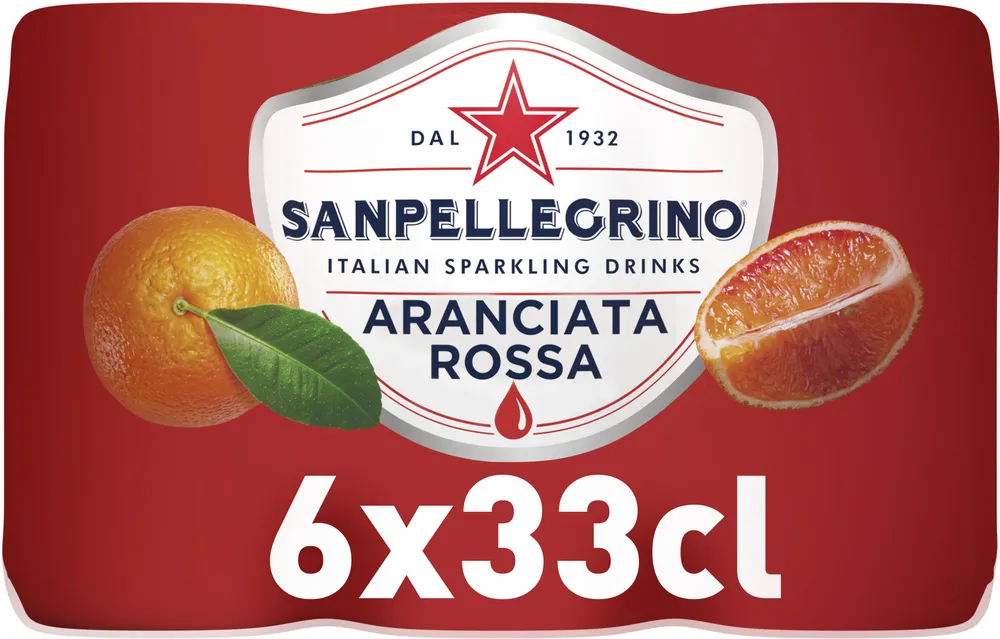 SAN PELLEGRINO Boisson pétillante au jus d'orange sanguine 33cl x6
