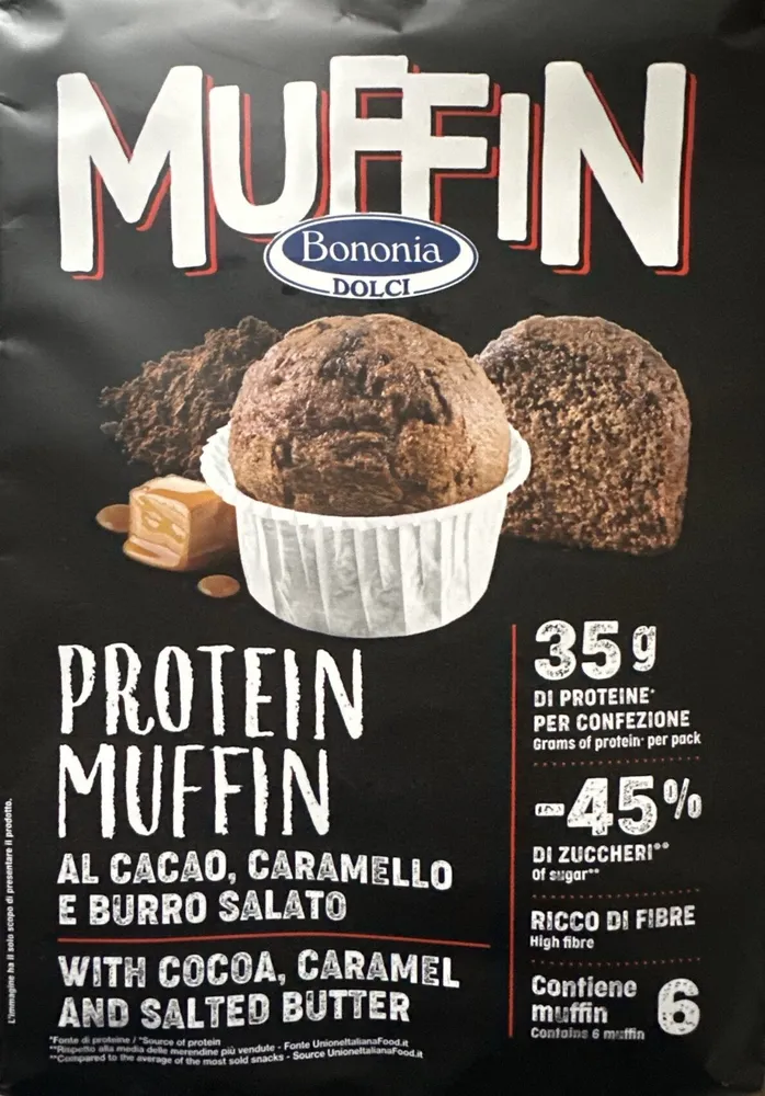 Protein Muffin al cacao, caramello e burro salato
