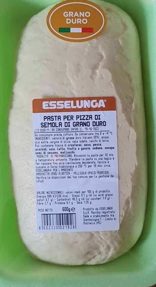 Pasta per pizza di semola di grano duro