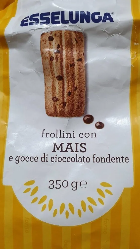Frollini con mais e gocce di cioccolato fondente