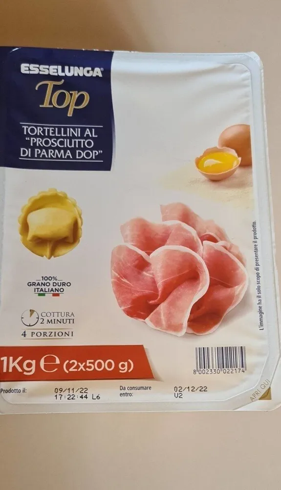 Esselunga Tortellini al prosciutto di Parma DOP