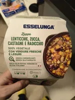 Zuppa di lenticchie, zucca, castagne e radicchio