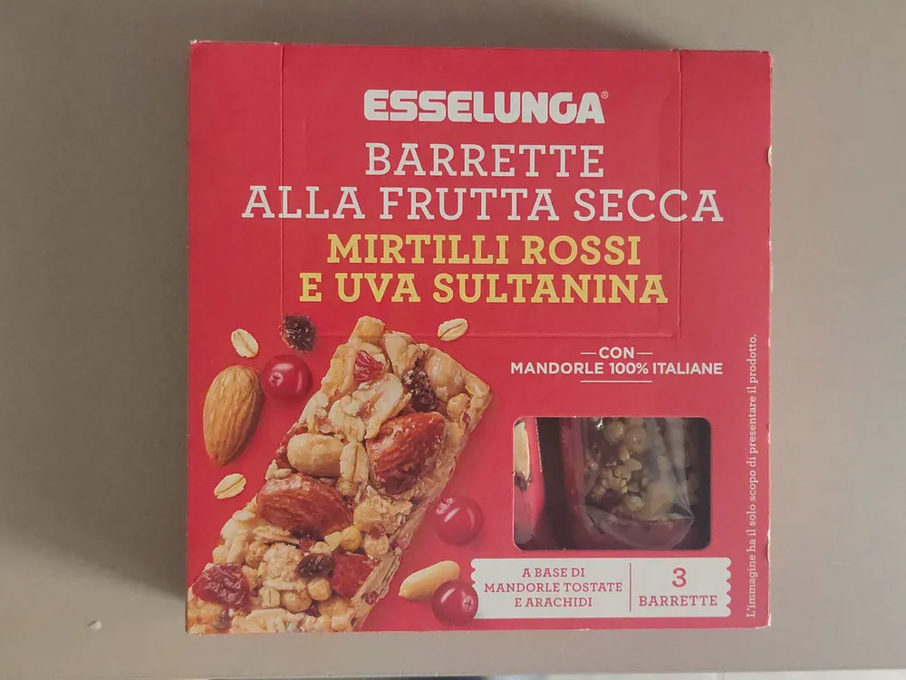Barrette alla frutta secca mirtilli rossi e uva sultanina