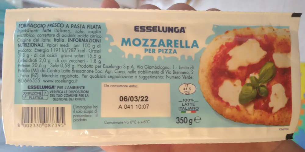 Mozzarella per pizza