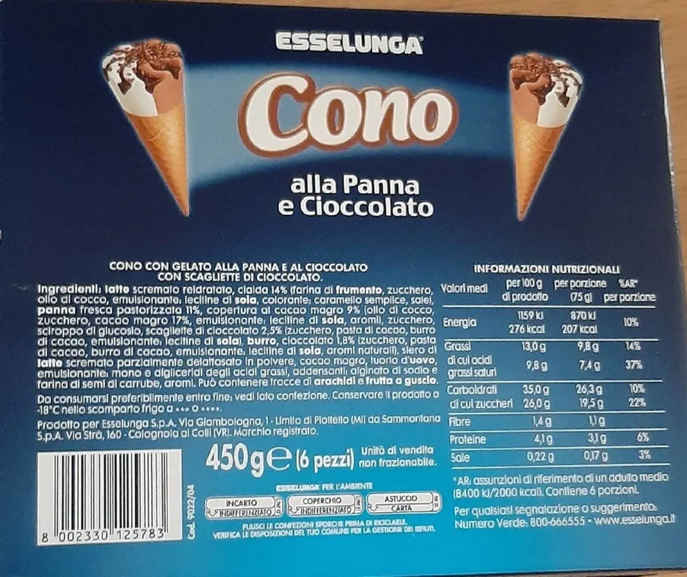 Cono alla panna e cioccolato