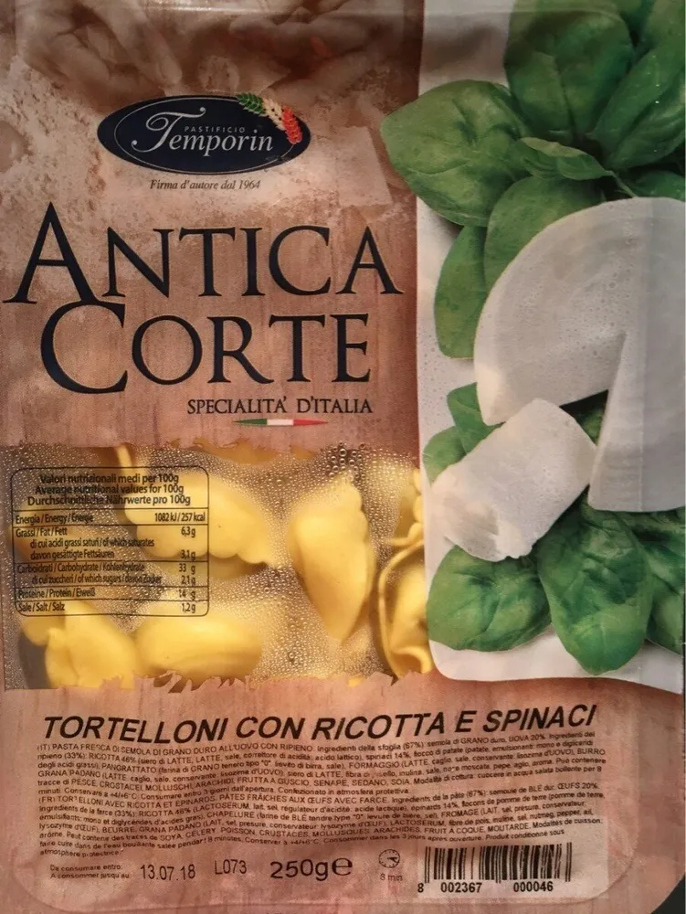 Tortelloni Con Ricotta e Spinaci