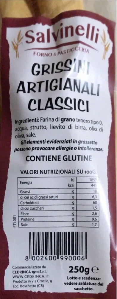 Grissini artigianali classici