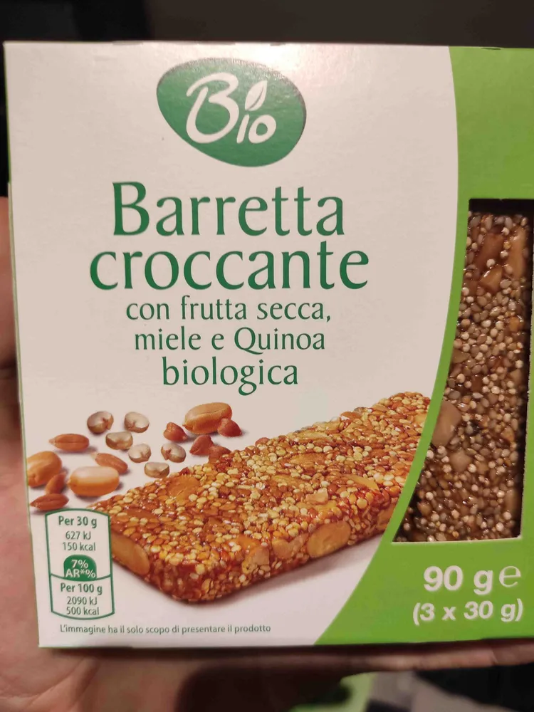 Barretta croccante con frutta secca quinoa e miele