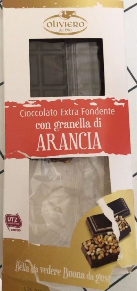 Cioccolato Extra Fondente con granella di arancia