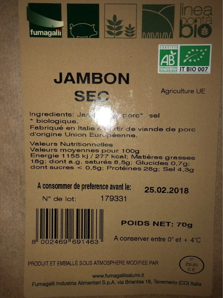 Jambon sec Fumagalli