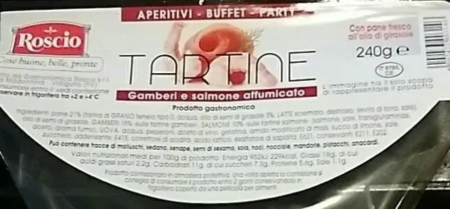 Tartine gamberi e salmone affumicato