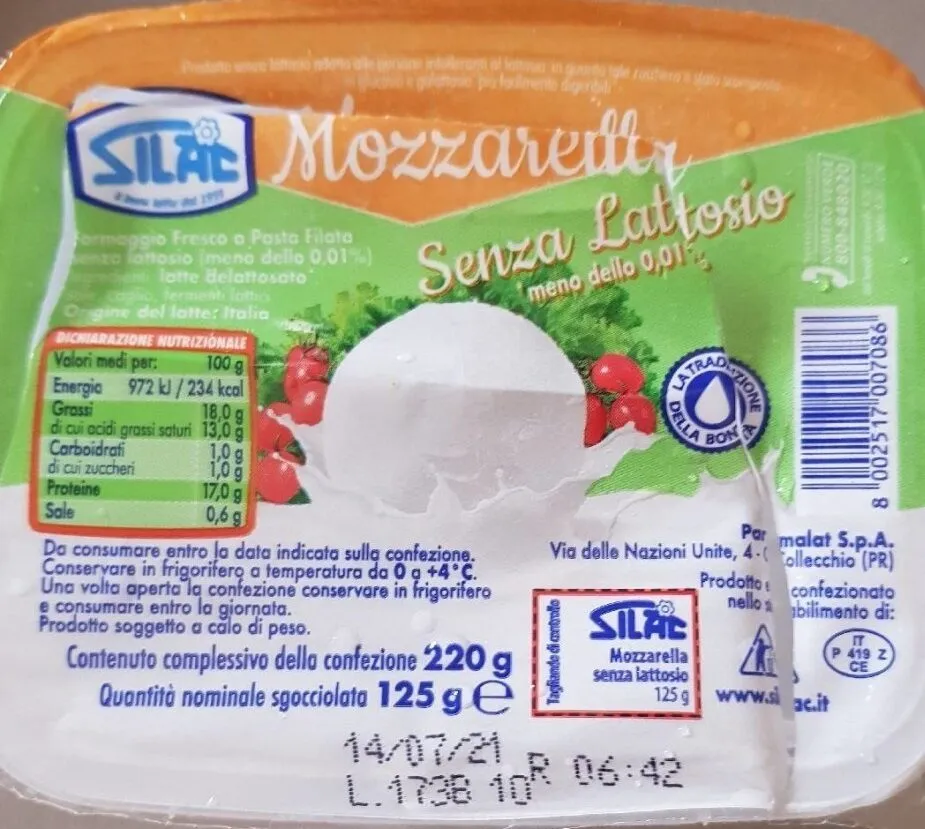Mozzarella senza lattosio
