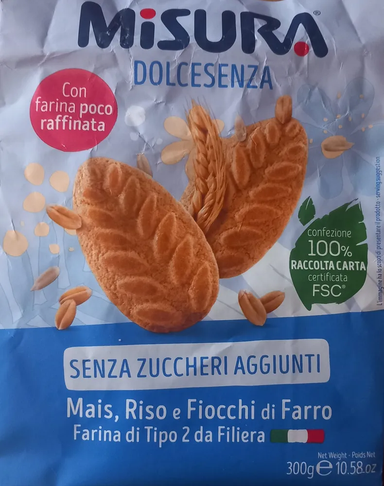 Misura dolcesenza mais riso farro