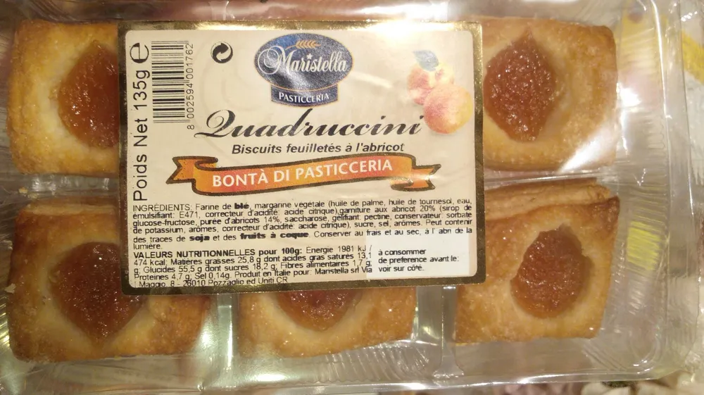Quadruccini Biscuits feuilletés à l'abricot