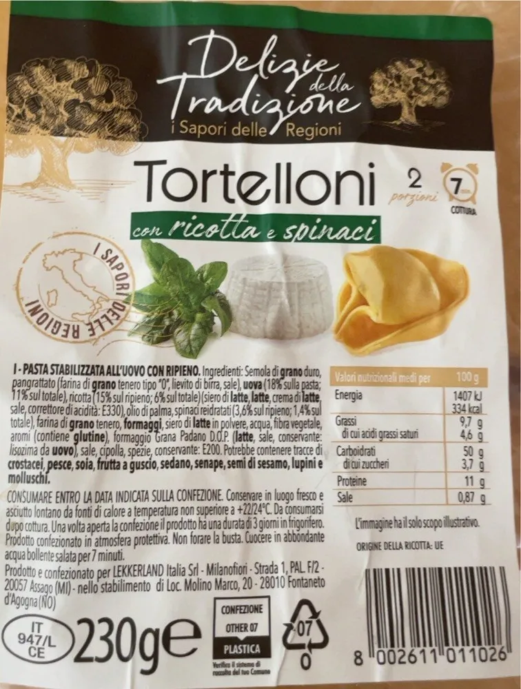 Tortelloni con ricotta et spinaci