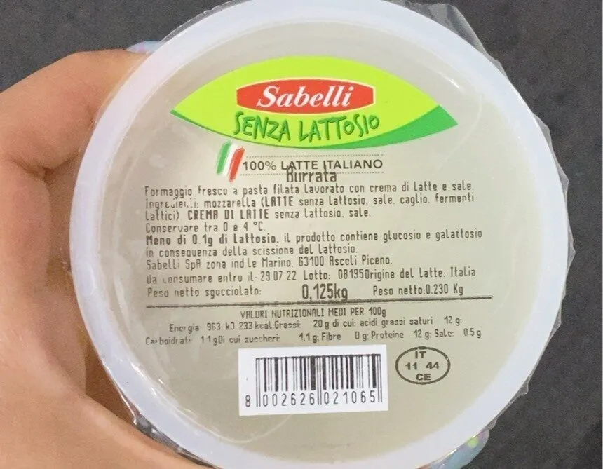 Burrata senza lattosio