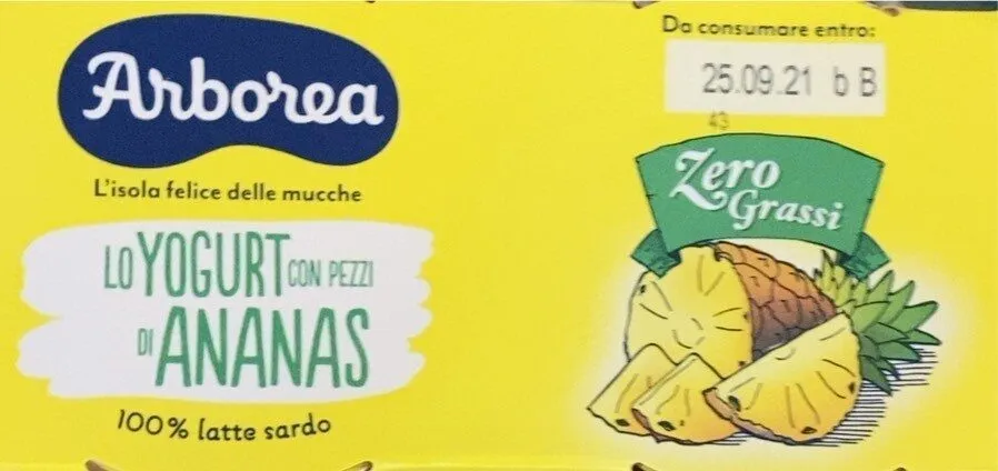 Yogurt con ananas zero grassi