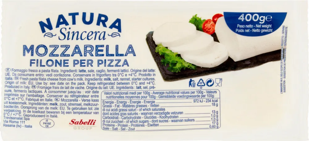 Mozzarella filone per pizza