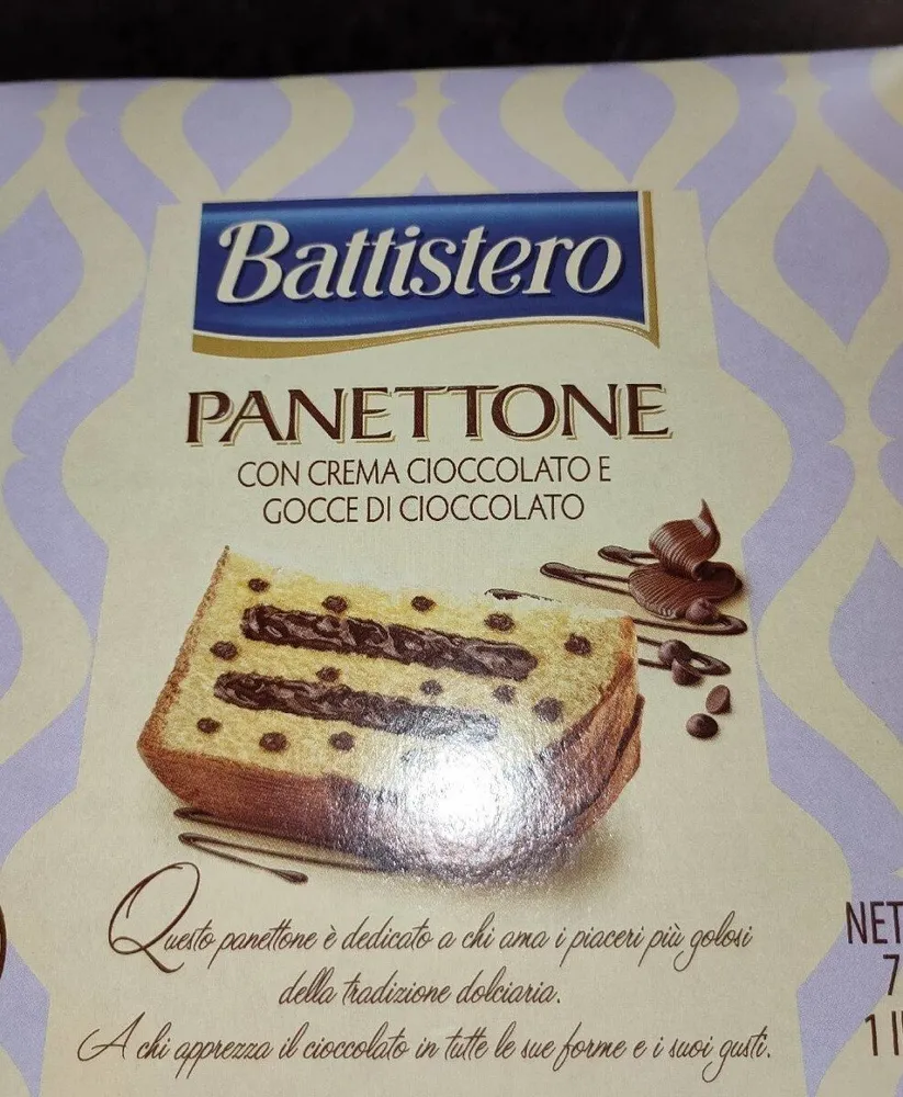Panettone con crema cioccolato e gocce di cioccolato