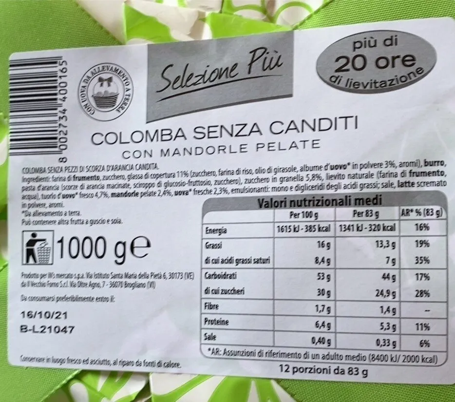 Colomba senza canditi