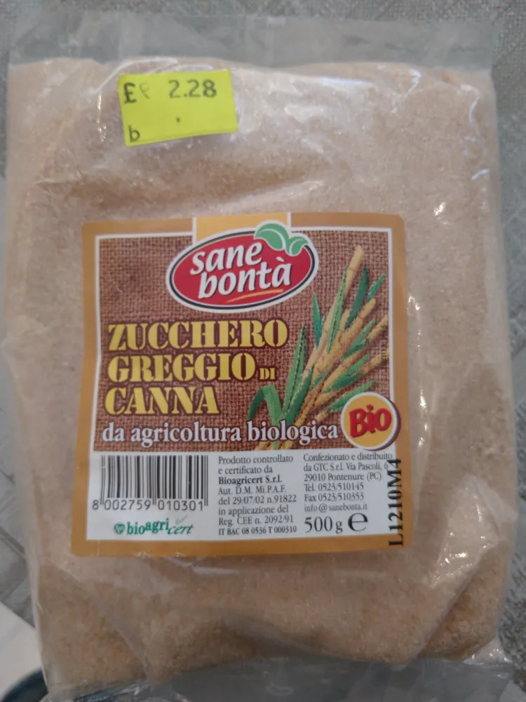 zucchero greggio di canna