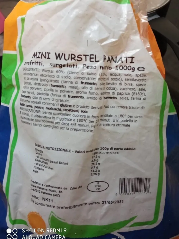 Mini wurstel panati