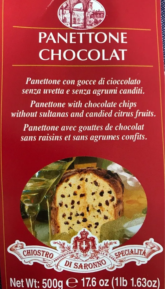 Panettone aux pépites de chocolat emballé main