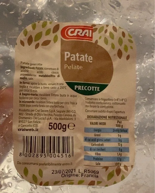 Patate pelate precotte