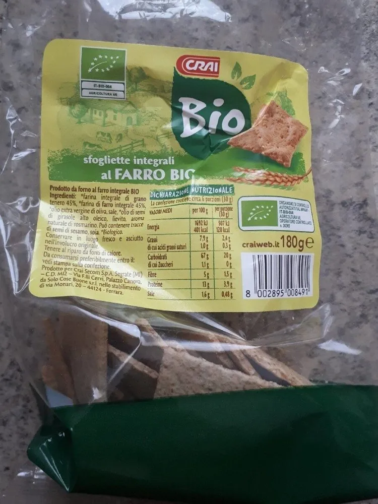 Sfogliette integrali al farro bio