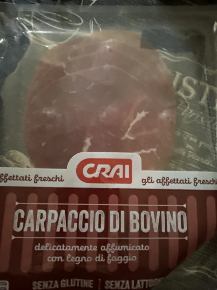 Carpaccio di bovino delicatamente affumicato con legno di faggio
