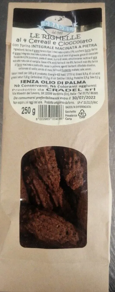 Le righelle ai 4 cereali e cioccolato