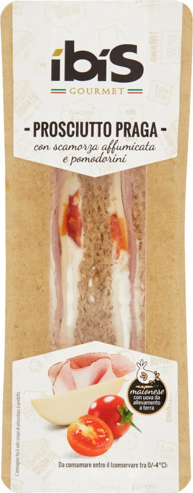 Gourmet prosciutto praga con scamorza affumicata e pomodorini