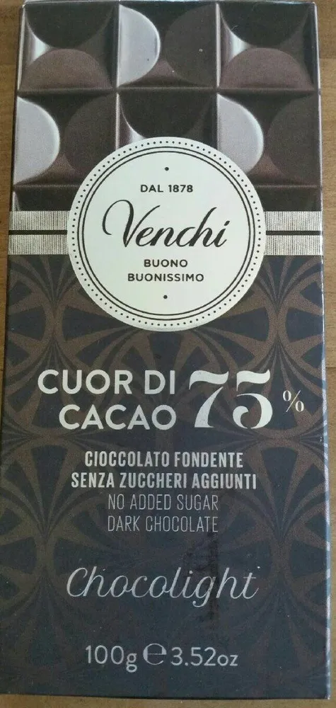 Chocolat noir 75% sans sucre ajouté