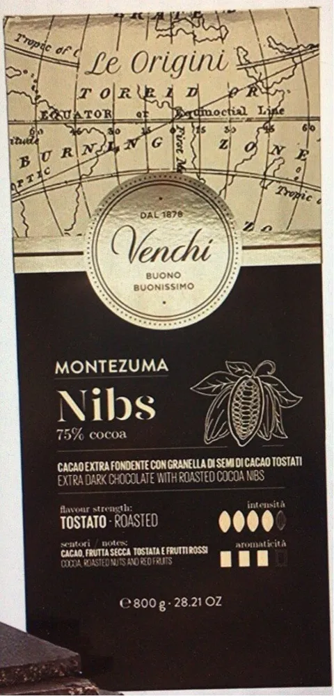 Dark chocolate 75% with crunchy cocoa nibs