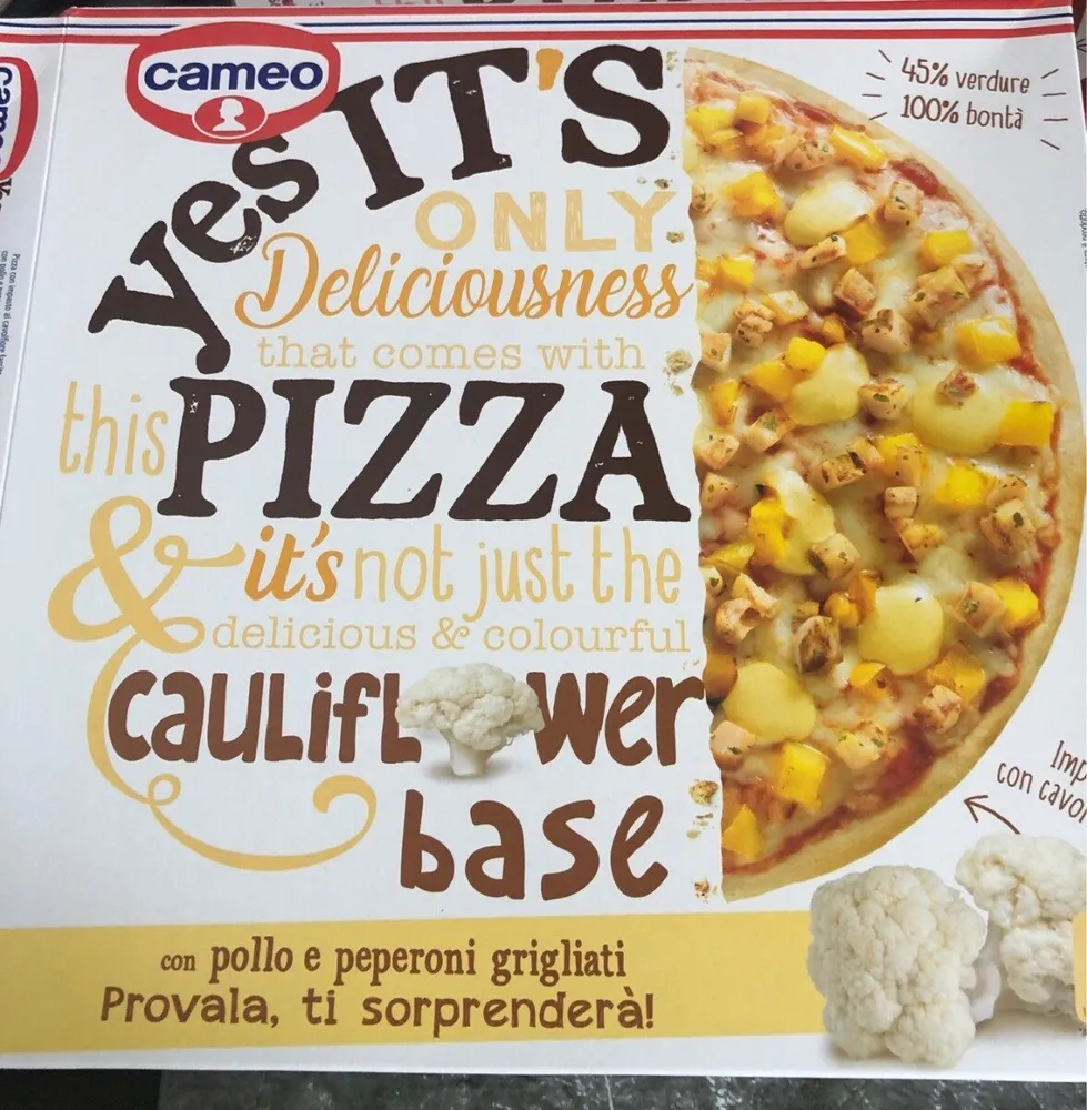 Pizza Cauliflower Base con pollo e peperoni grigliati