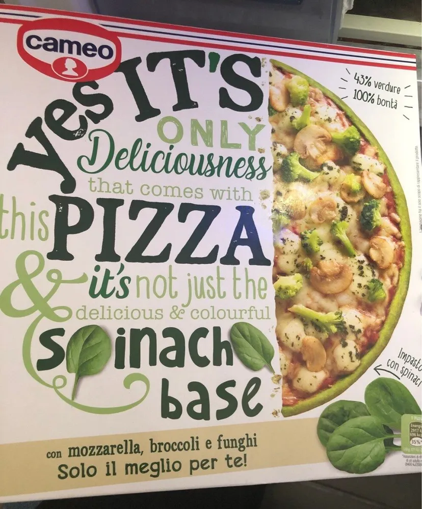 Pizza Spinach Base con mozzarella, broccoli e funghi