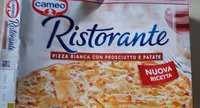 Ristorante pizza bianca con prosciutto e patate