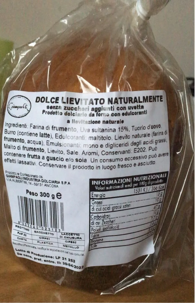 Panettone con uvetta senza zuccheri