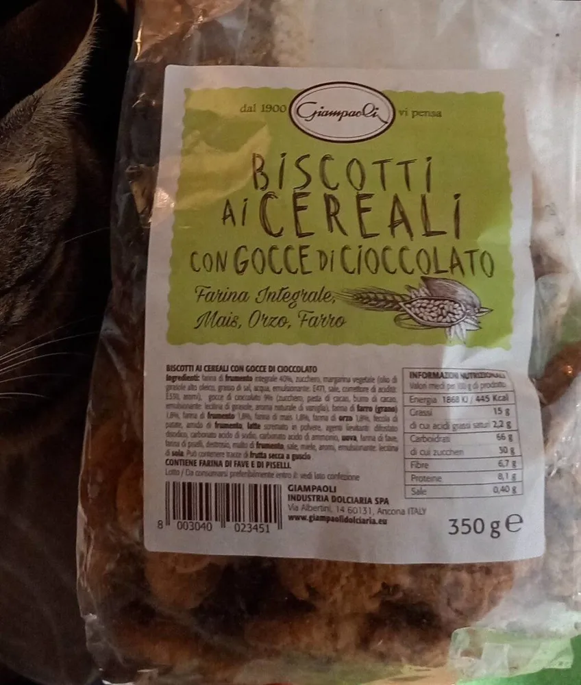 Biscotti ai Cereali con Gocce di Cioccolato