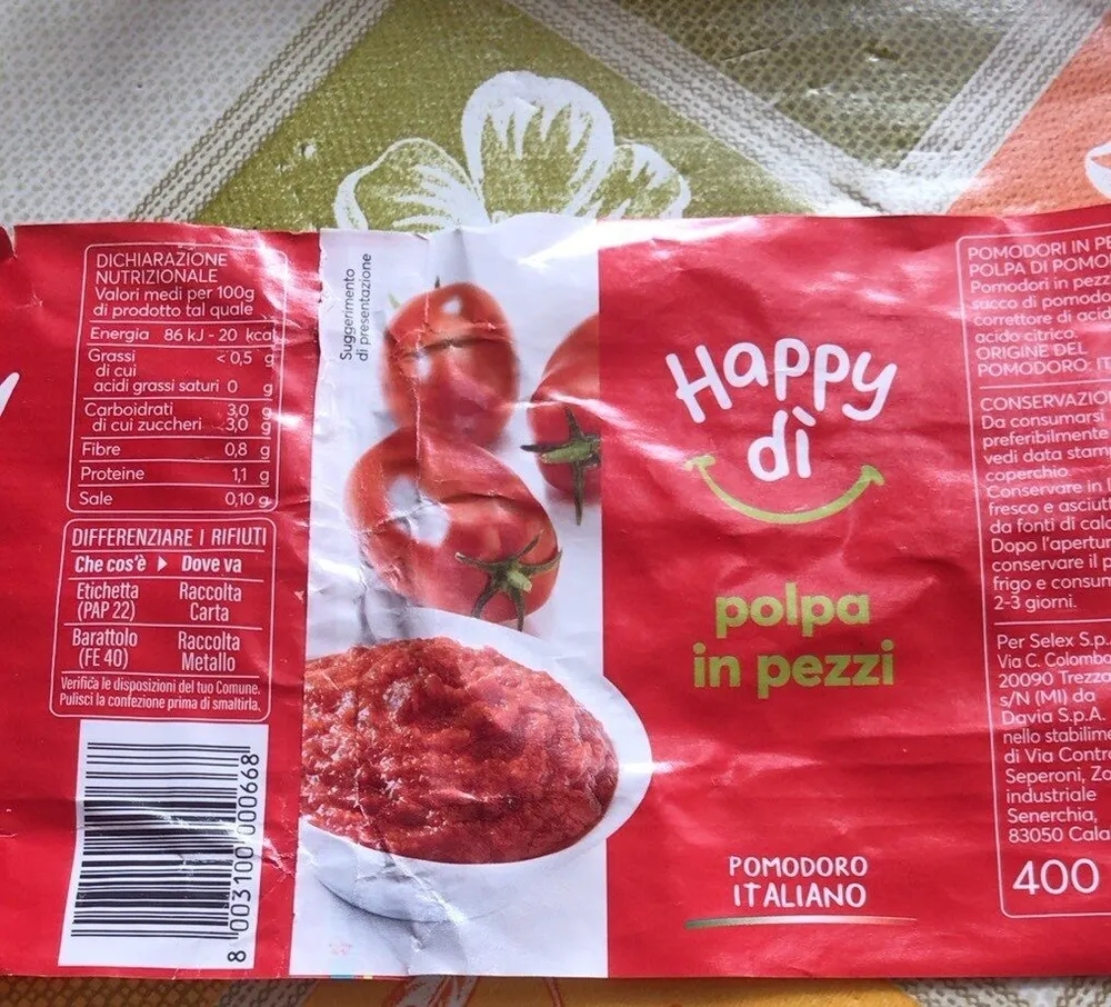 Happy di polpa in pezzi