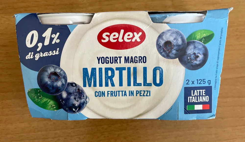 Yogurt magro Mirtillo con frutta in pezzi