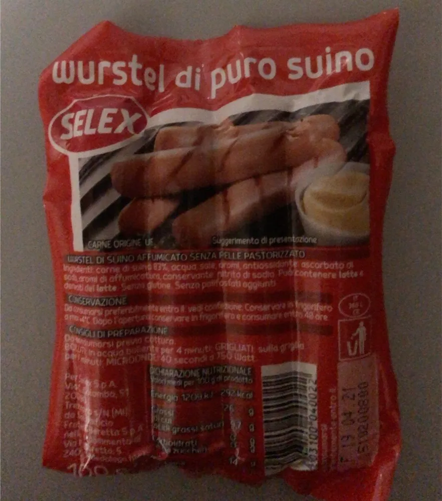 wurstel di puro suino