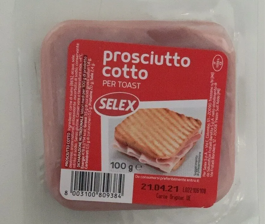 Prosciutto Cotto per toast
