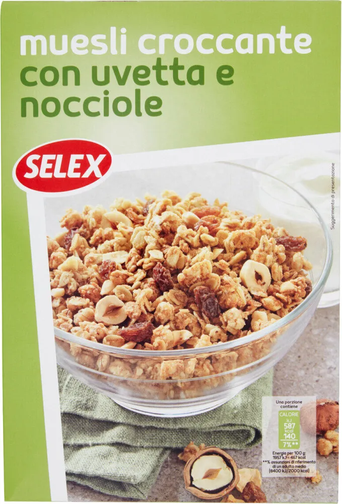 Muesli croccante con uvetta e nocciole