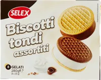 Biscotti tondi ripieni di gelato assortiti