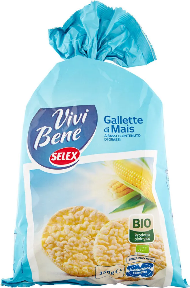 Vivi bene gallette di mais a basso contenuto