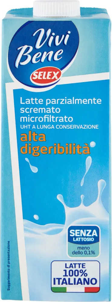 Latte parzialmente scremato microfiltrato UHT a lunga conservazione