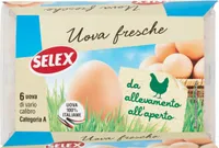 Uova fresche di vario calibro da allevamento all'aperto