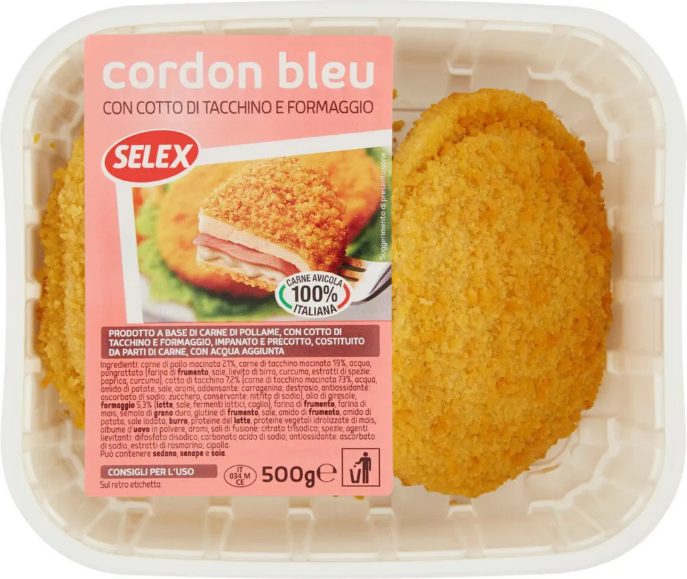 Cordon bleu con cotto di tacchino e formaggio porzioni