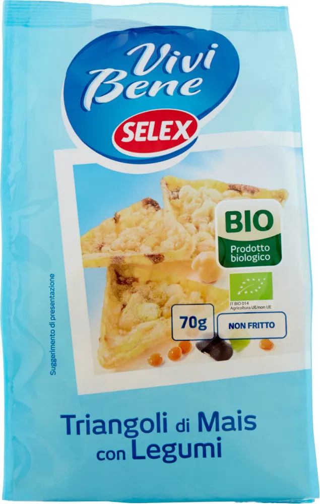 Vivi bene triangoli di mais con legumi biologici